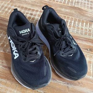 Hoka Bondi 8 Women's Black & White Running Athletic Sneakers -Size 7.5D Wide